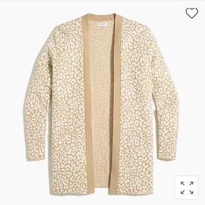 J. Crew Tan & White Leopard Open Cardigan